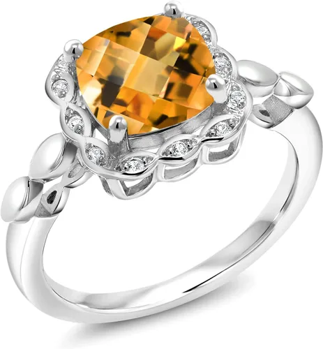 Vista 137 de Gem Stone King Anillo de compromiso de plata de ley 925 de 0.315 in con piedra natal y zafiro blanco creado Anillo de compromiso de boda