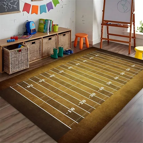 Vista 30 de Alfombra de fútbol americano, 3 x 4 pies, lavable de gran tamaño, ilustraciones 3D, con textura de cuero de fútbol, con cordones, alfombras