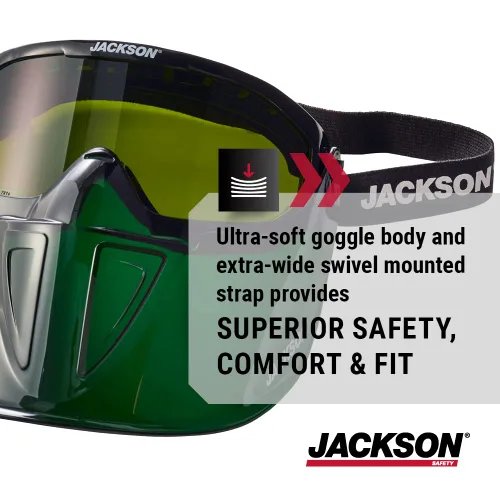 Vista 3 de Jackson Safety 21001 - Gafas de seguridad - Serie Gpl500 Premium - Lente Shade 3 IR - Antivaho - Con protector facial desmontable abatible - Cuerpo