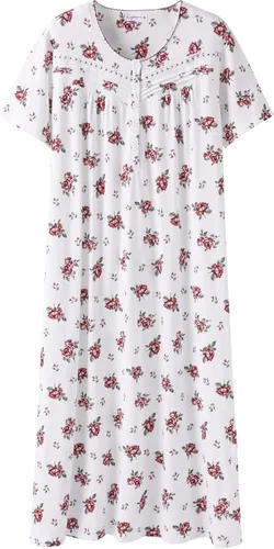 Vista 28 de Keyocean - Camisones para mujer, suaves, 100% algodón, mangas cortas, cómodas, camisolas de dormir para damas Floral azul
