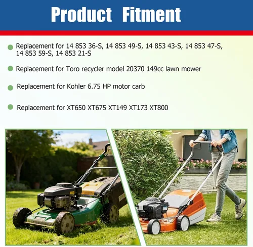 Vista 7 de waltyotur Repuesto de carburador para Kohler 6.75 HP Motor Carb XT650 XT675 XT149 XT173 XT800 Toro Recycler Modelo 20370 149cc Cortacésped