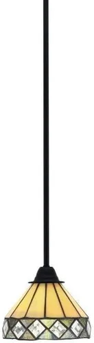 Vista 106 de Toltec Lighting Paramount - Mini colgante de 1 luz en acabado negro mate con cristal de arte perla de 7 pulgadas y estilo negro