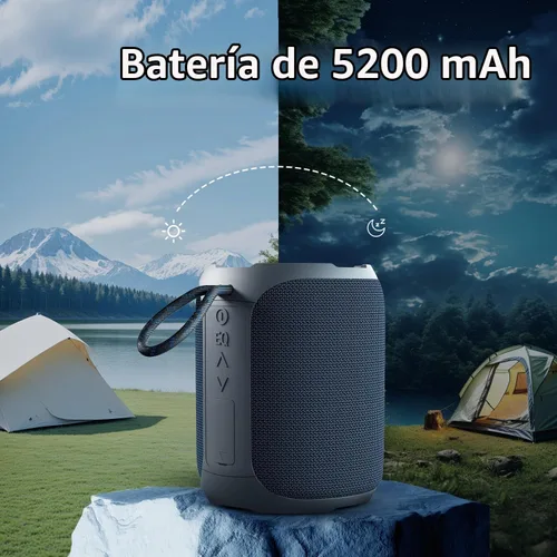 Vista 5 de YEAHBOX Altavoz Bluetooth portátil, Bluetooth 5.3 40W estéreo inalámbrico con graves profundos, luces RGB, IPX7 impermeable, batería de larga