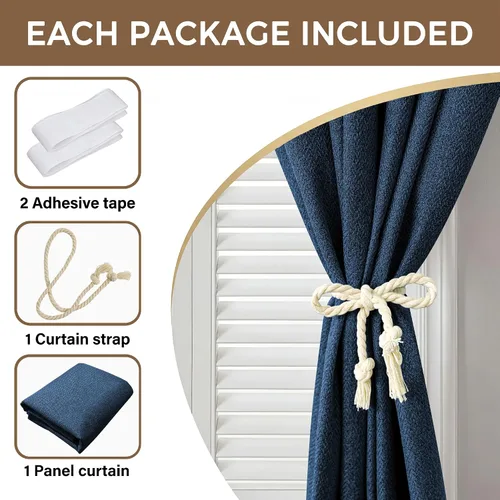 Vista 7 de Foxdecor Cortinas opacas adhesivas sin perforaciones, cortina autoadhesiva Azul Oscuro