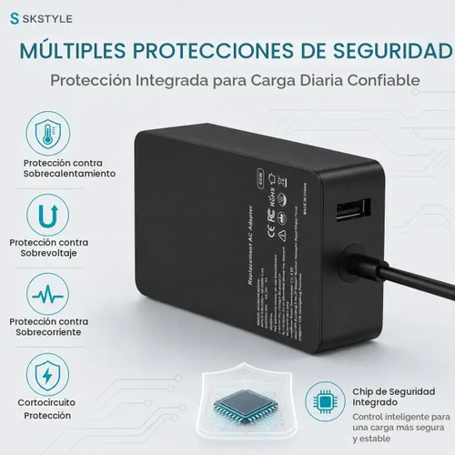 Vista 5 de Cargador Surface Pro de 65 W compatible con Microsoft Surface Pro 11/10/9/8/7+/7/6/5/4/3/X, Surface Laptop 7/6/5/4/3/2/1, Surface Go 4/3/2/1