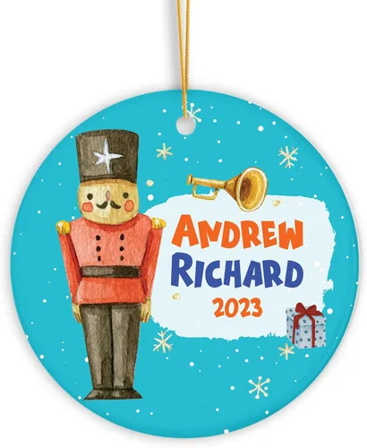 Vista 10 de Adorno de muñeco de nieve personalizado, muñeco de nieve de Papá Noel, adorno de Navidad con nombre personalizado, lindo adorno de muñeco de nieve
