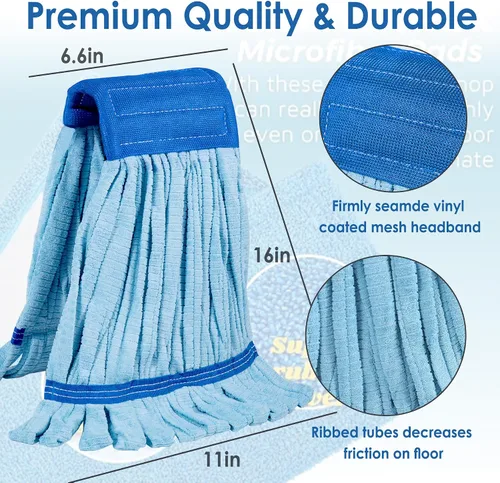 Vista 2 de 4 paquetes - Fregona de microfibra de tubo grande 400GSM - Recambio de cabezal de mopa industrial resistente para uso húmedo, comercial, fibra