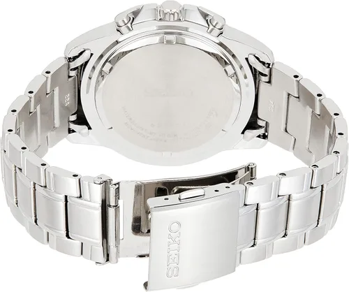 Vista 5 de SEIKO Reloj SSC141 para hombre - Esfera azul con cronógrafo solar, calendario de fecha y agujas LumiBrite, acero inoxidable y resistente al agua