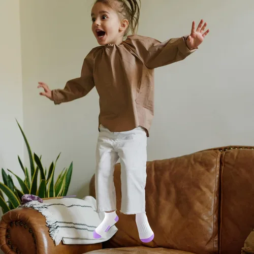 Vista 8 de Bemeol Calcetines para niñas, 12 pares de calcetines deportivos de algodón para niños pequeños y grandes