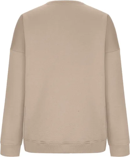 Vista 5 de Sudaderas básicas para mujer, otoño, invierno, casual, lisasgráficas, de gran tamaño, cuello redondo, sin botones, abertura lateral, manga larga