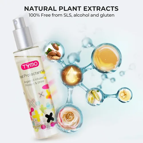 Vista 3 de TYMO Cepillo alisador de cabello rosa Ring + spray protector térmico TYMO para cabello