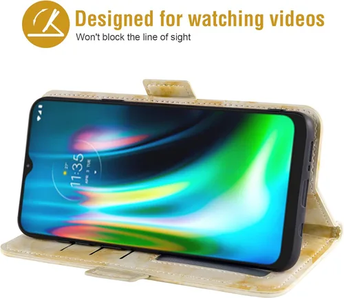 Vista 3 de Asuwish Funda compatible con Moto G9 Play/G 9/E7 Plus y protector de pantalla de vidrio templado con ranura para tarjetero, soporte para tarjetero