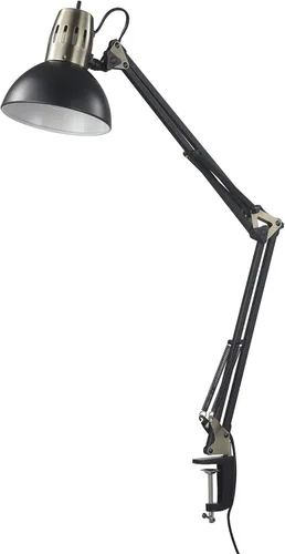 Vista 13 de Globe Electric 62000009 Lámpara de escritorio de 32" con múltiples articulaciones con abrazadera metálica, negro mate, acentos de latón antiguo