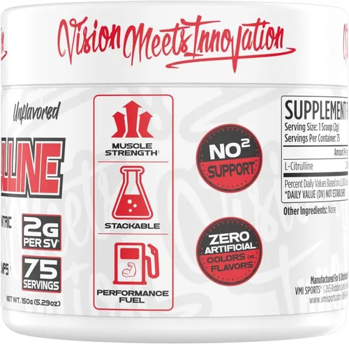 Vista 4 de VMI Sports Citrulina en polvo sin sabor L-citrulina pura Promueve las bombas musculares de óxido nítrico 0.07 oz por porción – 75 porciones