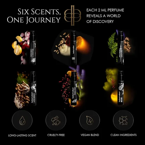 Vista 3 de Juego de muestras de Eau de Parfum – 6 muestras de perfume de 0.1 fl oz – Colección de fragancias unisex Discovery con aromas florales, ámbar