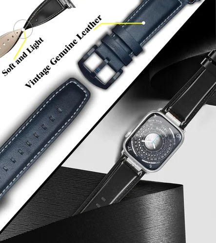 Vista 5 de Caseultra Correas de cuero compatibles con Apple Watch Band 1.929 in 1.772 in 1.732 in 1.654 in 1.614 in 1.575 in 1.496 in para hombre, correa
