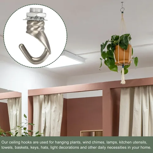 Vista 5 de YOKIVE 2 ganchos de techo de aleación M10, colgador de accesorios colgantes galvanizados Lámpara de araña colgante, ideal para el hogar