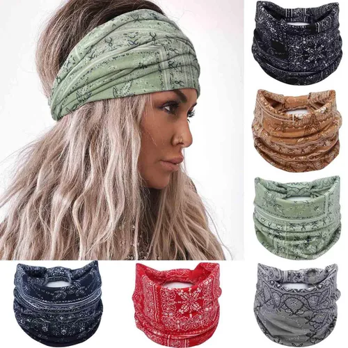 Vista 9 de Olbye Diademas anchas para mujer, diademas bohemias anudadas, diadema turbante anudada, teñido anudado, bandas elásticas antideslizantes