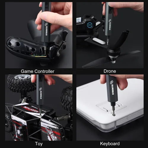 Vista 7 de STREBITO Juego de destornilladores eléctricos 155 en 1, destornillador eléctrico pequeño inalámbrico con 140 puntas magnéticas S2, kit