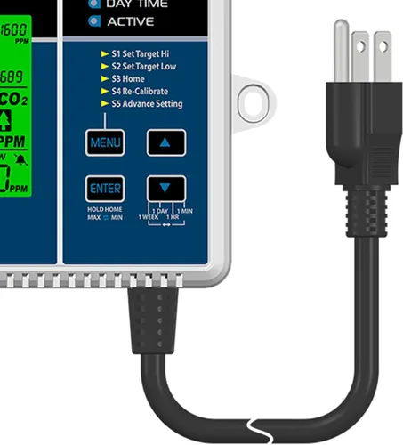 Vista 4 de Hydrofarm Controlador digital de CO2 de piloto automático con sensor integrado y cable de alimentación de 5 pies para invernadero y jardinería