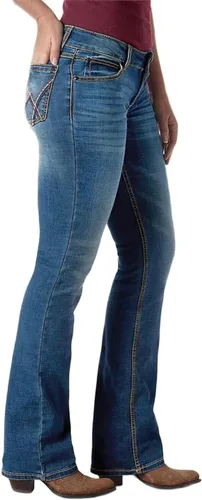Vista 3 de Flamingals Pantalones de mezclilla con corte de bota para levantamiento de glúteos, elásticos, informales, con control de abdomen, de moda