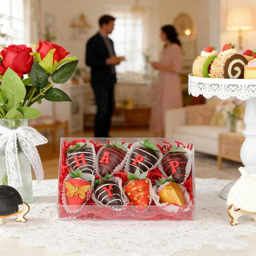 Vista 5 de Paquete de 10 Cajas Completamente Transparentes para Fresas Cubiertas de Chocolate 8x5x2 Pulgadas Cajas para Galletas Cajas para Mini Pasteles Bundt