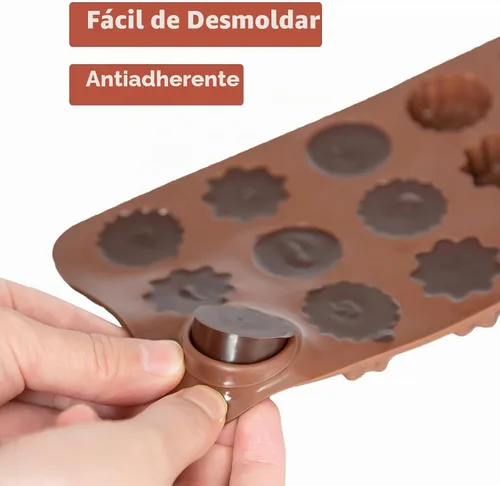 Vista 4 de 6 paquetes de moldes de silicona para caramelos de chocolate con forma de flor, moldes de silicona antiadherentes de grado alimenticio para gelatina