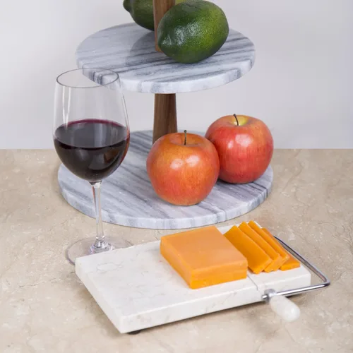 Vista 4 de Creative Home Cortador de mantequilla de queso de mármol champán natural, 5 pulgadas de largo x 8 pulgadas de ancho, beige