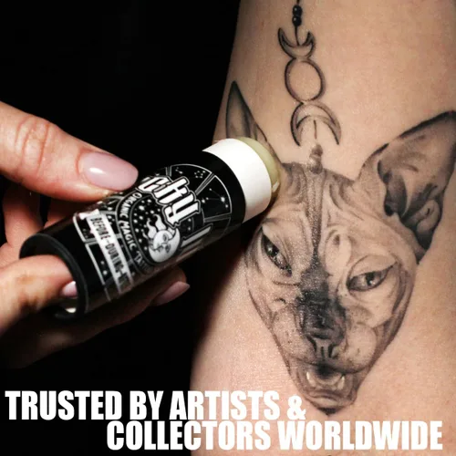 Vista 5 de LuckyLuna Tubo orgánico de cuidado posterior del tatuaje, hidratante de tatuaje para la longevidad del color, orgánico totalmente natural, loción