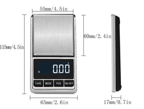 Vista 2 de Báscula digital de precisión de gramos, 7.05 oz x 0.00 oz, mini báscula de bolsillo portátil electrónica para joyería, básculas de tara con apagado