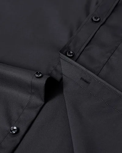 Vista 5 de Alimens & Gentle Camisa de vestir con textura sólida para hombre, camisa de manga larga elástica con botones