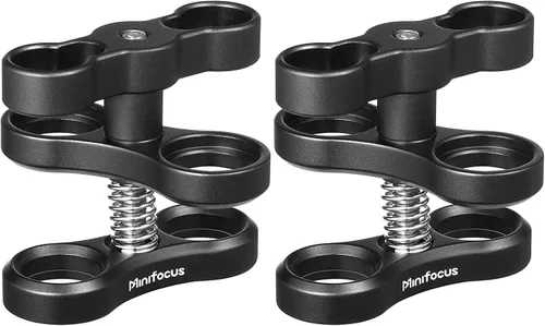 Vista 9 de MINIFOCUS Soporte de abrazadera de bola de aluminio de 1 pulgada, brazo de doble enchufe, soporte de adaptador de clip de resorte de 360°