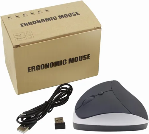 Vista 7 de Sunffice Ratón para zurdos, ergonómico vertical recargable 2.4G inalámbrico con receptor USB, 6 botones, 3 DPI ajustables 80012001600