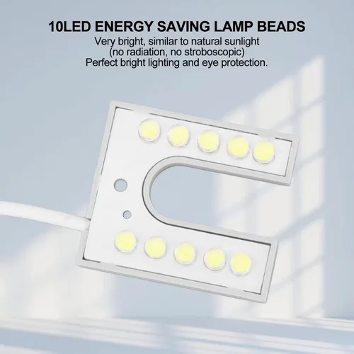 Vista 5 de Luz para máquina de coser, brillante lámpara de cuello de cisne flexible de 10 LED con base magnética para máquinas de coser y bancos de trabajo