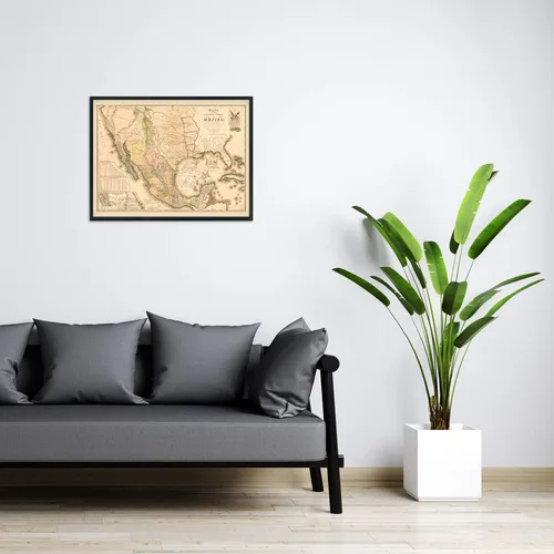 Vista 6 de HISTORIX Póster vintage de 1847 con mapa de México, mapa vintage de Estados de México, 18 x 24 pulgadas, arte de pared de Mapa de México, Mapa