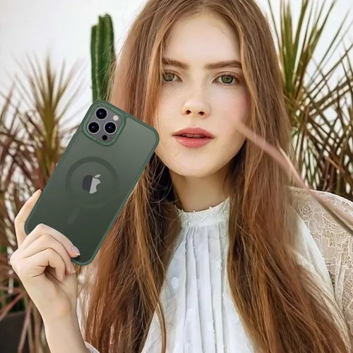 Vista 42 de Anuck - Funda magnética para iPhone 11 compatible con MagSafe, carcasa trasera mate translúcida dura, borde de TPU, delgada, resistente a impactos