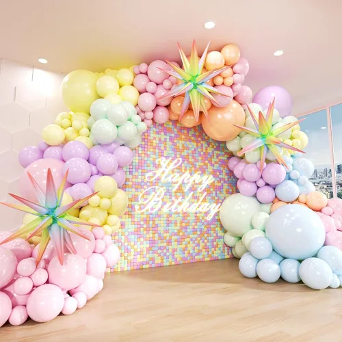 Vista 11 de Kit de Arco de Globos Azul ADOINBY, kit de 152 piezas de globos cromados macarrón azul marino y estrellas, kit de globos de diferentes tamaños