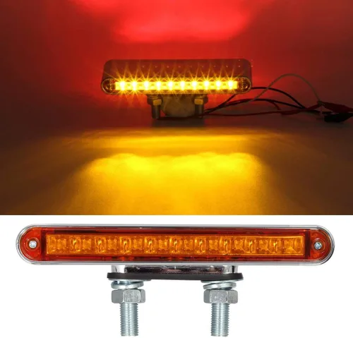 Vista 7 de Partsam 2 barras de luz LED rojas y ámbar de 6.5 pulgadas con doble cara para camión, semirremolque, 10 luces LED impermeables con doble tachuelas