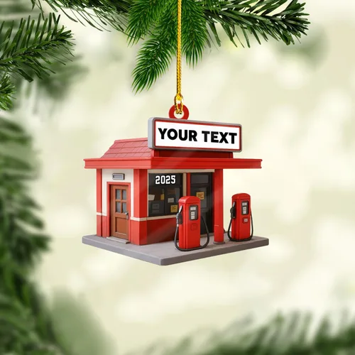 Vista 19 de Adorno de Navidad personalizado con bomba de gas, decoración retro personalizada para árbol de vacaciones, recuerdo único para trabajadores