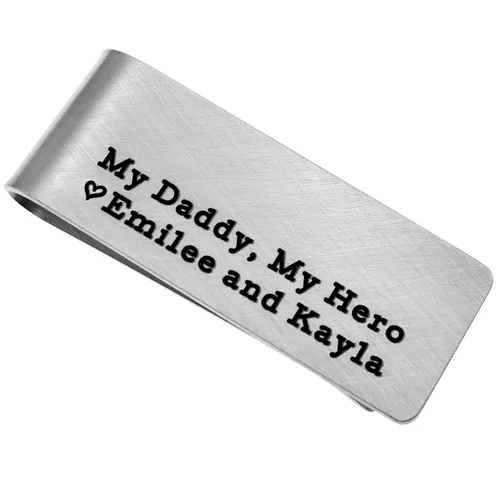 Vista 2 de Father's Day Money Clip for Dad or Grandpa, Personalized Money Wallet from Wife or Kids, Minimalist Pocket Wallet Cash Credit Business Card Holder