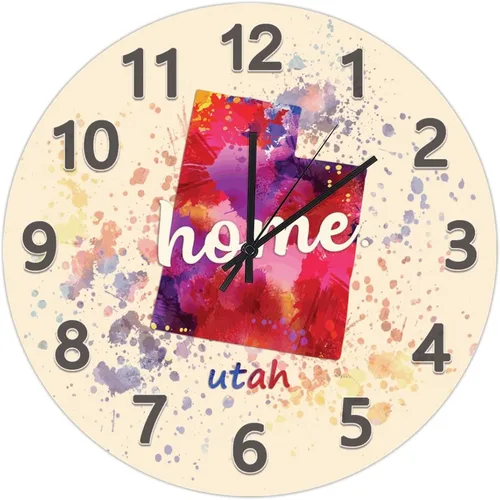 Vista 32 de UFunhome Reloj de pared con mapa del estado de Nevada, acuarela, Estados Unidos, reloj redondo de madera, funciona con pilas, silencioso, sin