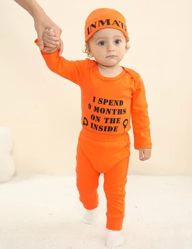 Vista 3 de COSLAND Baby Boys' 3pc Prisoner Costume, Infant Halloween Outfit Newborn-12 Months