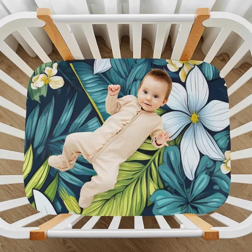Vista 7 de Fitted Crib Sheets Tropical Palm Leaf Mini Crib Sheets for Boy & Girl Toddler Mattress Sheets Playard Sheet 21216115