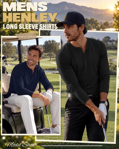 Vista 4 de Paquete de 3 camisas Henley de manga larga para hombre
