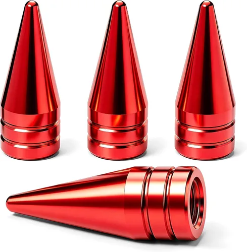 Vista 71 de 4 piezas de tapas de válvula de rueda con forma de punta, válvula de rueda de aleación de aluminio con punta, cubiertas universales de válvula
