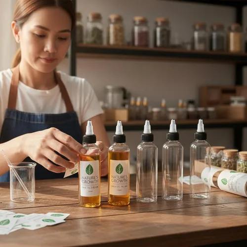 Vista 8 de 36 botellas de plástico de 4 onzas para líquidos, aceite para el cabello, pintura, pegamento, salsa de cocina, botella dispensadora transparente