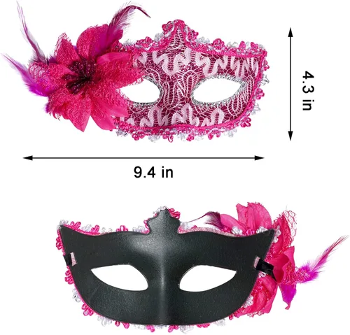 Vista 2 de Yookat Máscara de máscaras de encaje antiguo para carnaval
