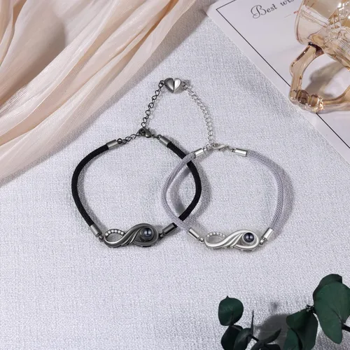 Vista 5 de lagofit Pulseras personalizadas con imagen en el interior, pulseras personalizadas a juego para parejas, pulseras de proyección de fotos, regalos