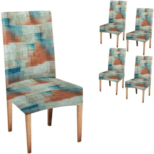 Vista 49 de TOMWISH Juego de 2 fundas para sillas de comedor, color turquesa y gris, fundas elásticas para sillas Parsons, de elastano, lavables, protectores