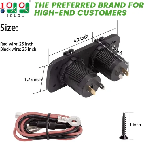 Vista 2 de 10L0L Carrito de golf encendedor de cigarrillos salida y carga rápida 3.0 DC 12V entrada impermeable cargador USB adaptador de enchufe